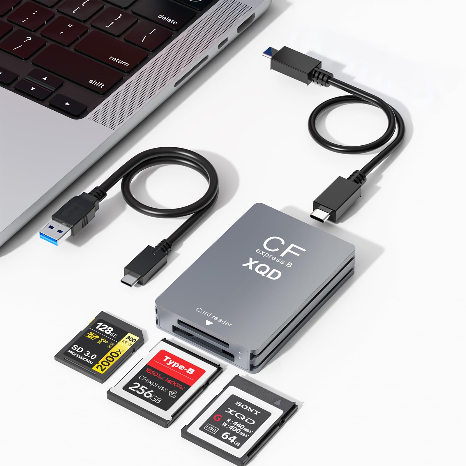 10Gbps CFexpress/XQD/SD Cards Reader 3-in-1 CFexpress Type B Card Readers Adapter XQD/SD Memory Card Reader USB 3.2 Gen 2 Support for Thunderbolt 3/4 Port for Professional Filmmakers Content Creators-image-43