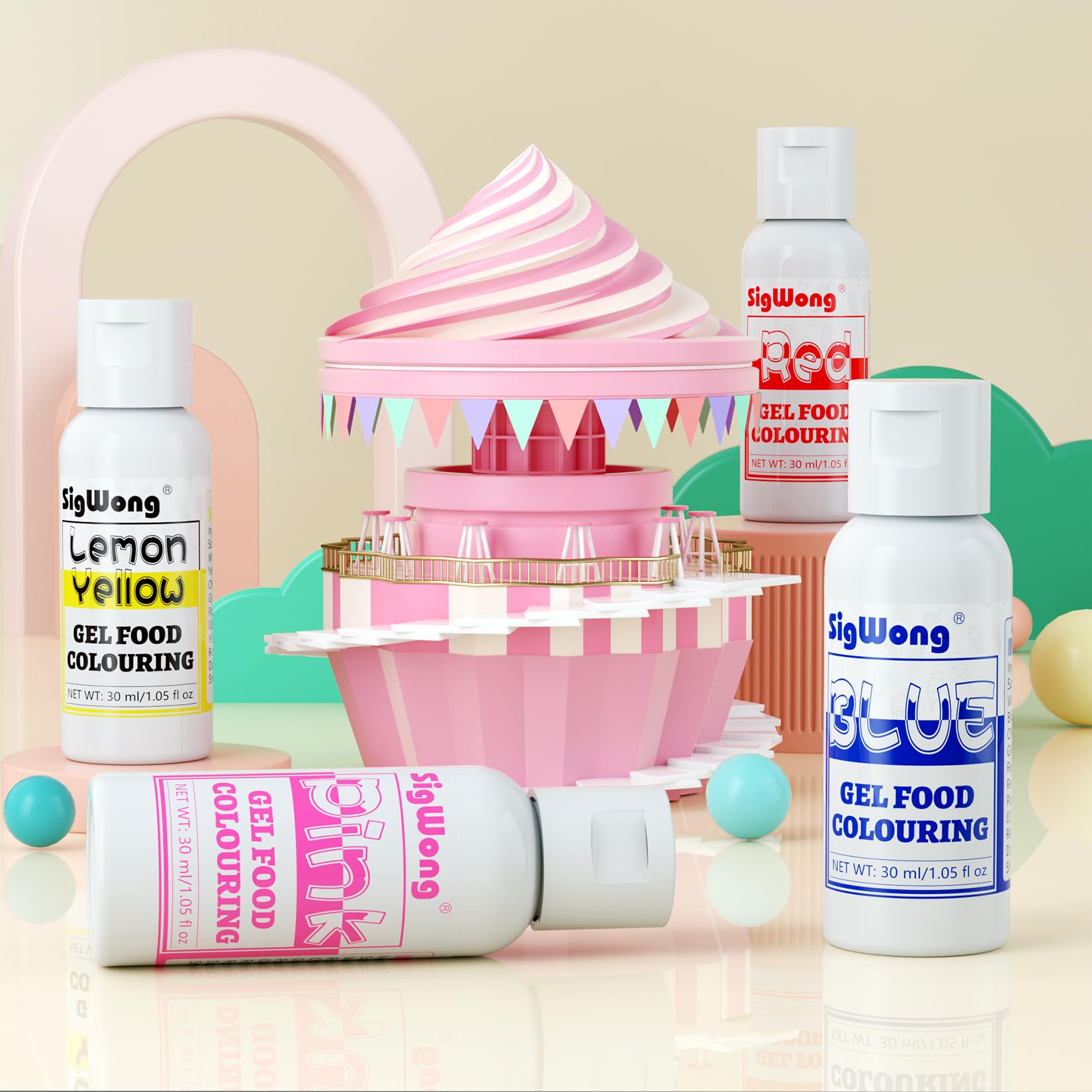 Gel Food Coloring Set - 4 Gel Vibrant Colors Concentrates for Soft Drinks, Baking, Cake Decorating, Candy Making