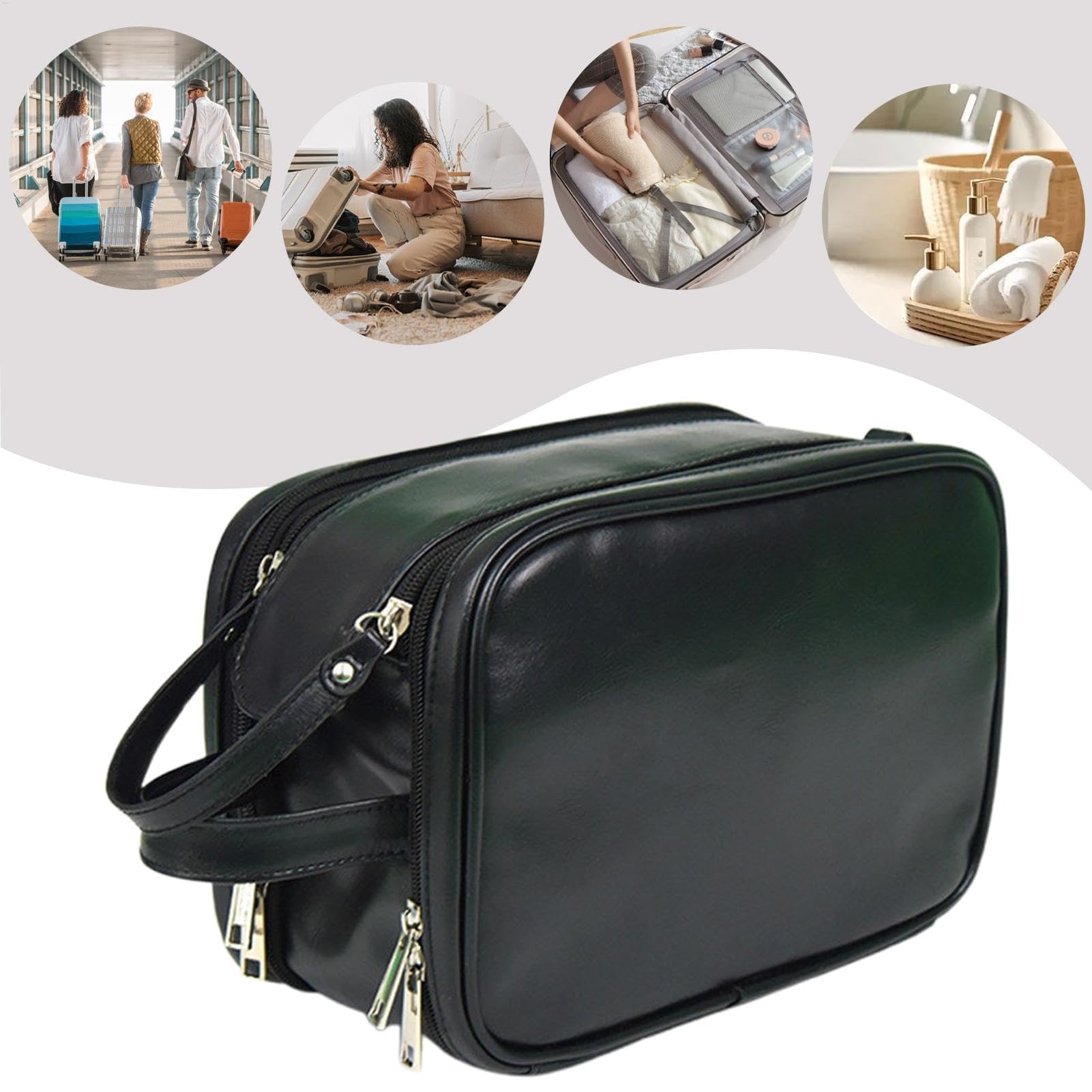 Bolsa de Viaje, Neceser, Neceser for Hombres | Estuches de Viaje for Afeitado portátil - Neceser Reutilizable for Hombres, Organizador de artículos de tocador, Bolsa de Viaje Grande(Black)
