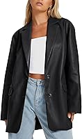 AUTOMET Women's Oversized Faux Leather Jacket - Trendy Motorcycle Bomber Coat for Fall Winter Fashion