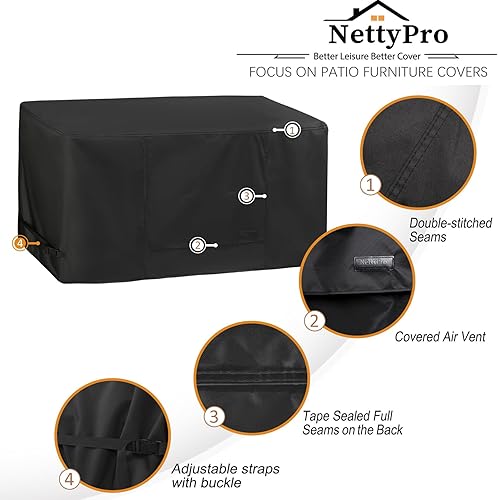 Miniatura 4 de NettyPro Cubierta para caja de terraza, patio al aire libre, impermeable, para caja de almacenamiento rectangular de 150-230 galones, 60 x 25 x 26