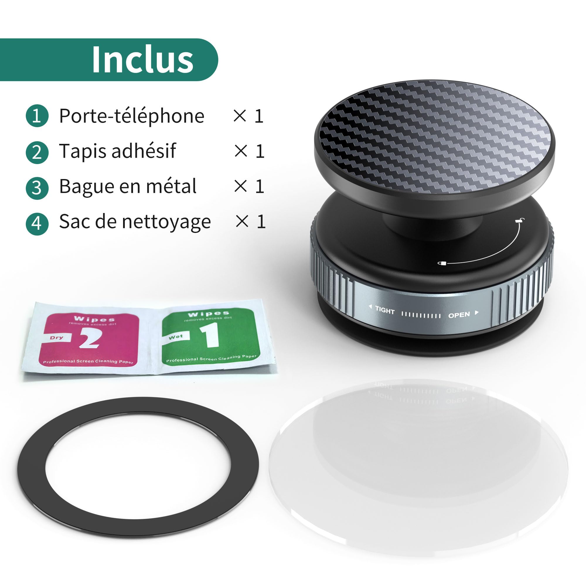 HomeMount Support de téléphone magnétique à ventouse rotatif à 360 °, convient pour iPhone 16/15/14/13/12 et Samsung sur des surfaces lisses telles que les miroirs, le verre, les rétroviseurs