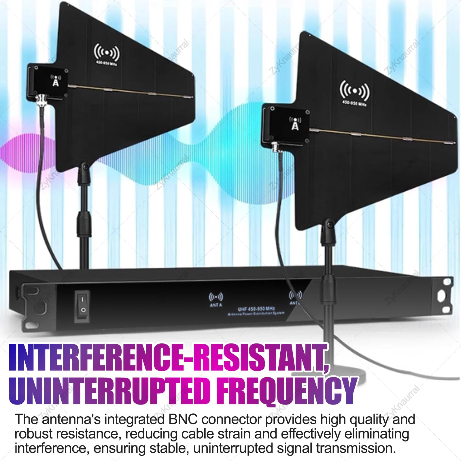 Sistema di distribuzione di antenne wireless a 8 canali per microfono wireless UHF, antenna attiva a paletta, 8/16 uscite + 2 porte di cascata, amplificatore di segnale per microfono a 16 ingress