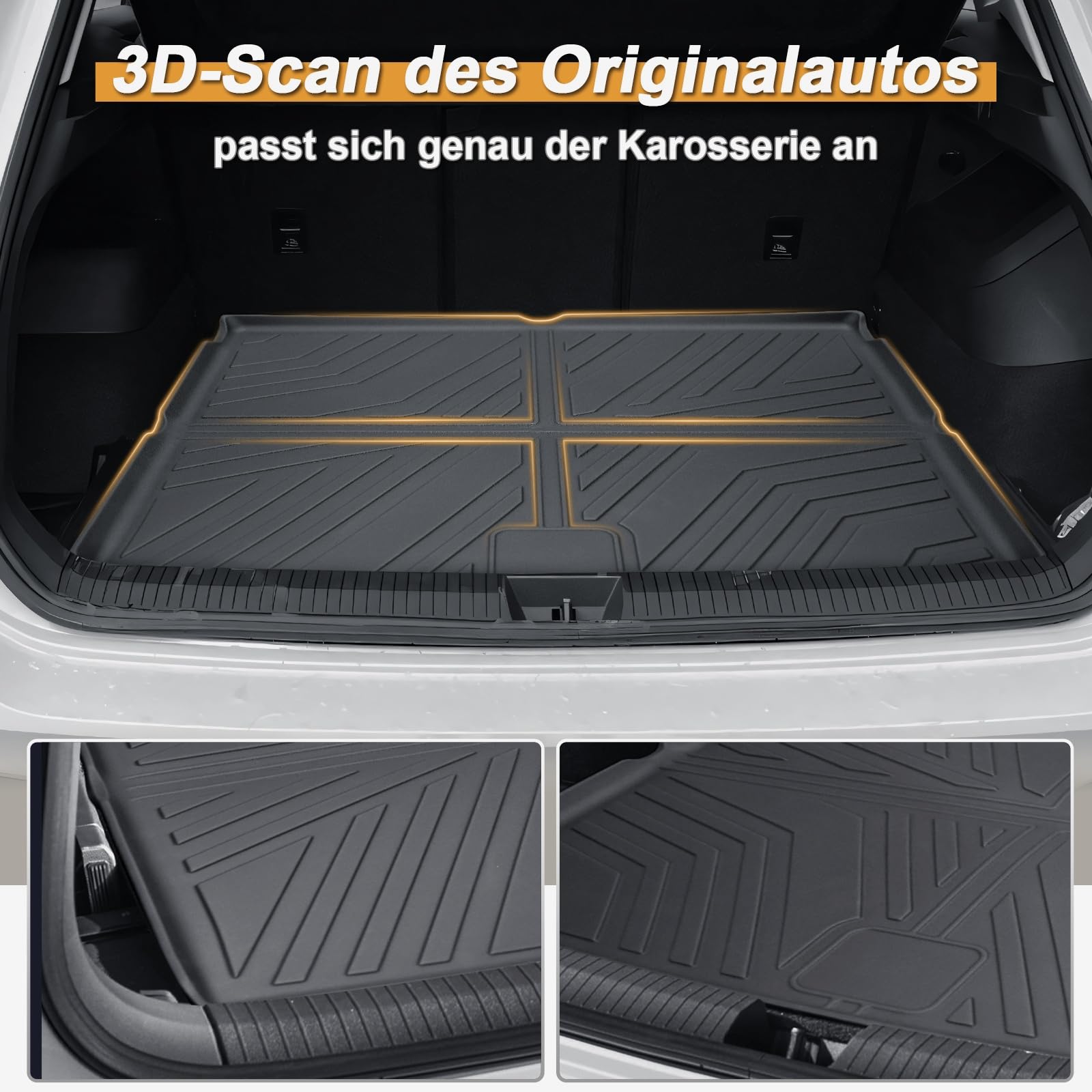 ECOZEN Wanna do bagażnika do VW Tiguan 3 2024 2025, TPE na każdą pogodę, oryginalna mata do bagażnika 3D, 3-warstwowa guma, wodoszczelna, wysokie dopasowanie, wysoka krawędź wanna do bagażnika VW