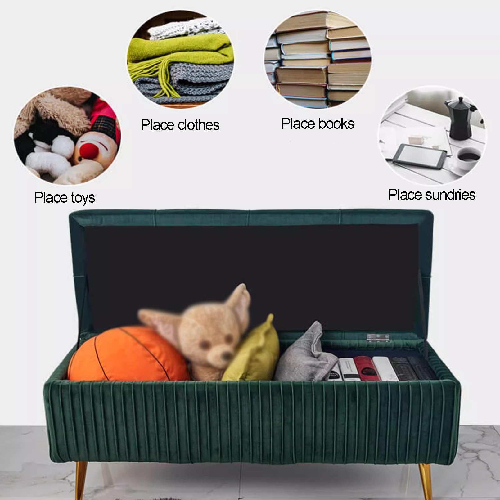 LUUYYI Banco de almacenamiento rectangular morado para dormitorio y sala de estar, cambiador de zapatos de madera con extremo de la cama, compartimento de almacenamiento, banco de entrada para