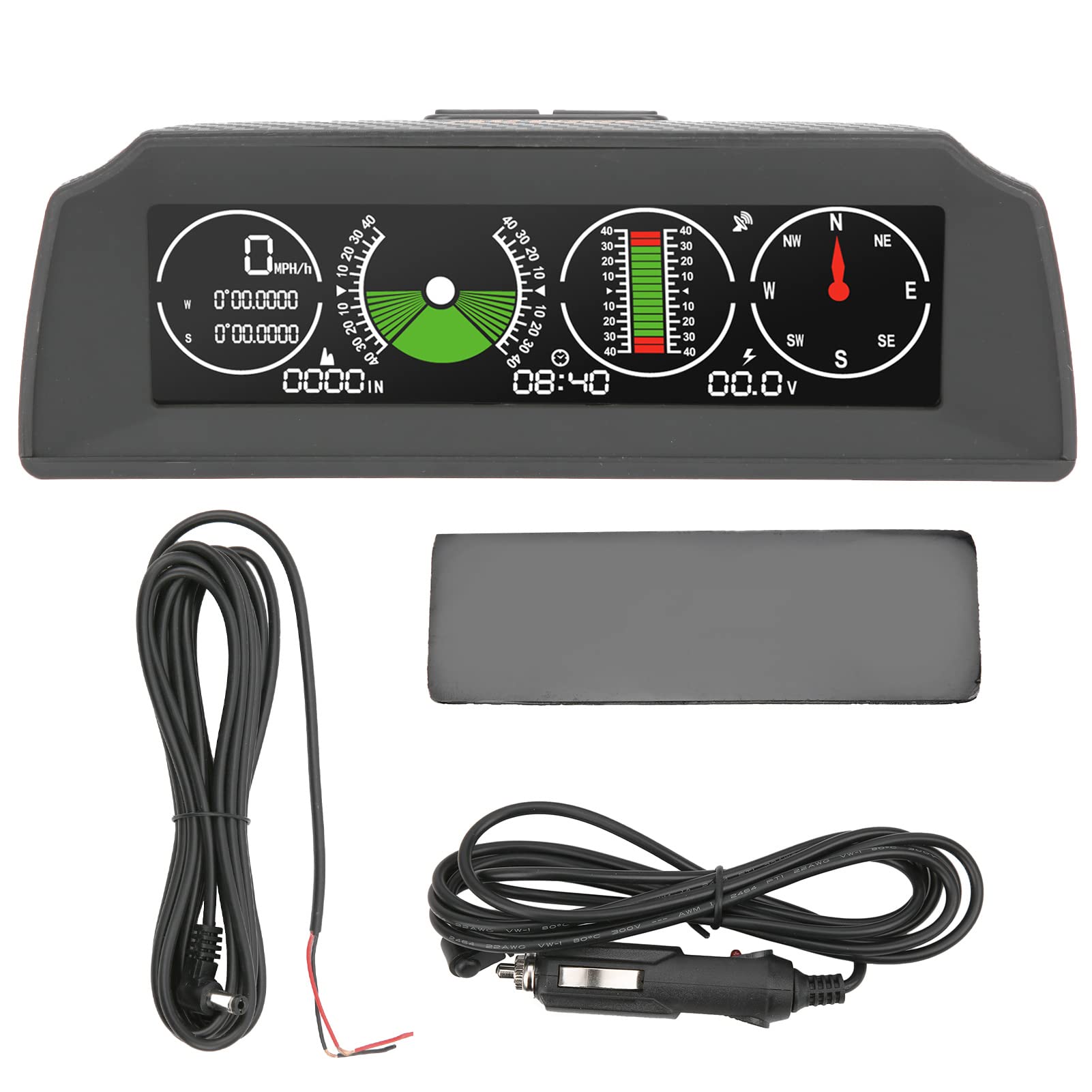 Accesorios Contador de pendiente, Abs Black Gps Inclinómetro Pmh Kmh Inclinómetro Hud Pitch And Tilt Angle Display Compás Speed Monitor Inclinómetro de Coche Instrumento Multifunción para Vehículos
