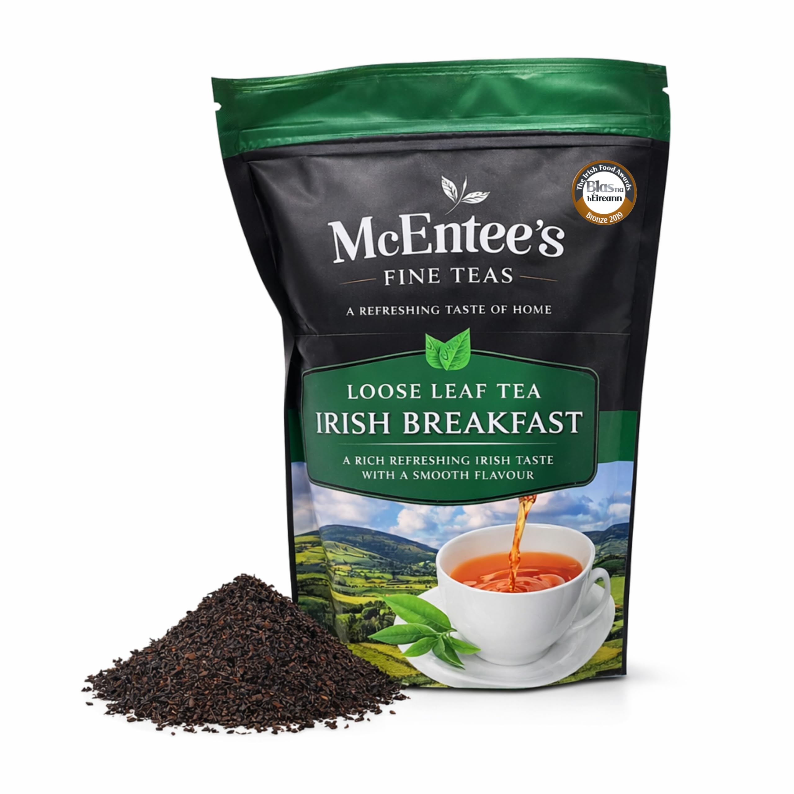 McEntee's Irish Breakfast Thé en vrac (Lot de 2) - Sachet de 250 g - Thé noir - Mélangé en Irlande - Thés de Ceylan et d'Assam