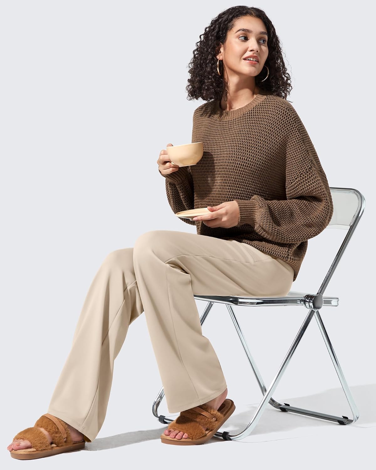 G4Free Women Fleece Lined Pants with Pockets Wide Leg Winter Thermal Work Trousers Dressy Casual Petite/Regular/Tall - Image 6