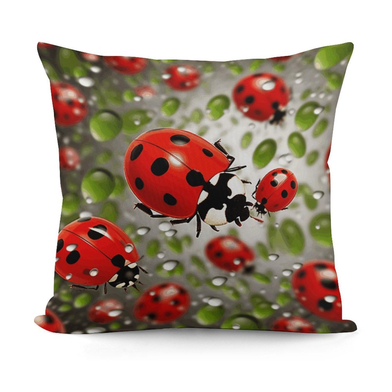 VstaDank Ladybug Throw Pillow Covers Fade-Resistant Plush Pillow Case Cozy Square Cushion Case Removable Pillowcase Exquisite Pillow Shams Soft Pillow Protector 18"x18"