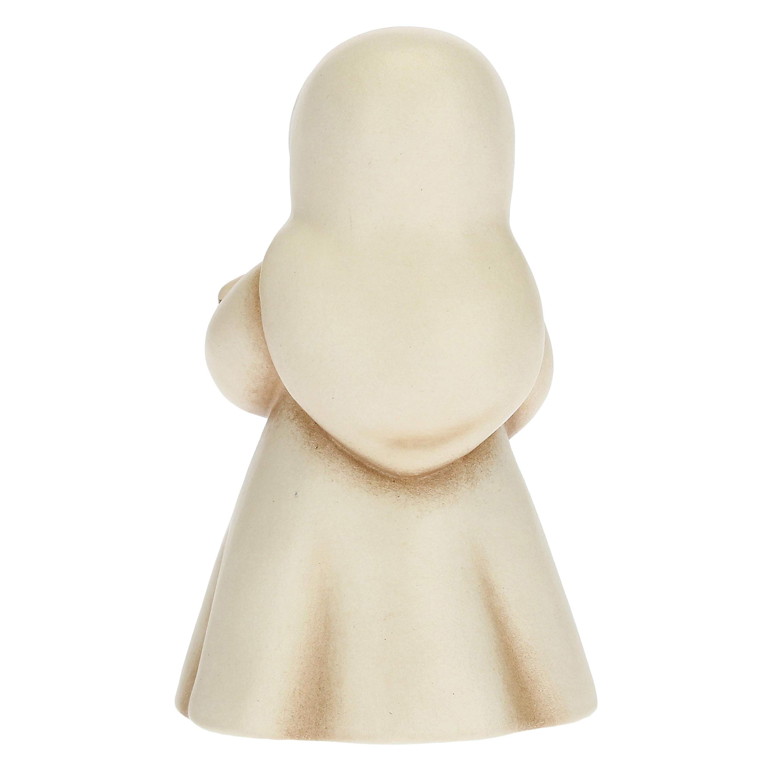 THUN - Statuina Presepe Donna con Coniglio - Decorazioni Natale Casa - Linea Presepe Classico, Variante Bianca - Ceramica - 5 x 5 x 8 h cm