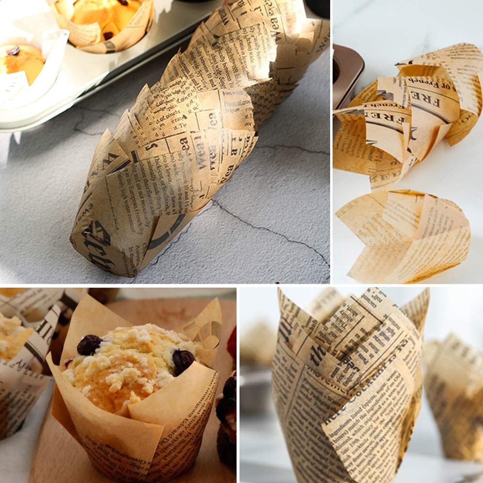 Pirottini In Carta Per Muffin CTForest - 100 Pezzi, Design A Fiore, Resistente Al Calore | Per Forno, Festive, Decorazioni - Foto 3