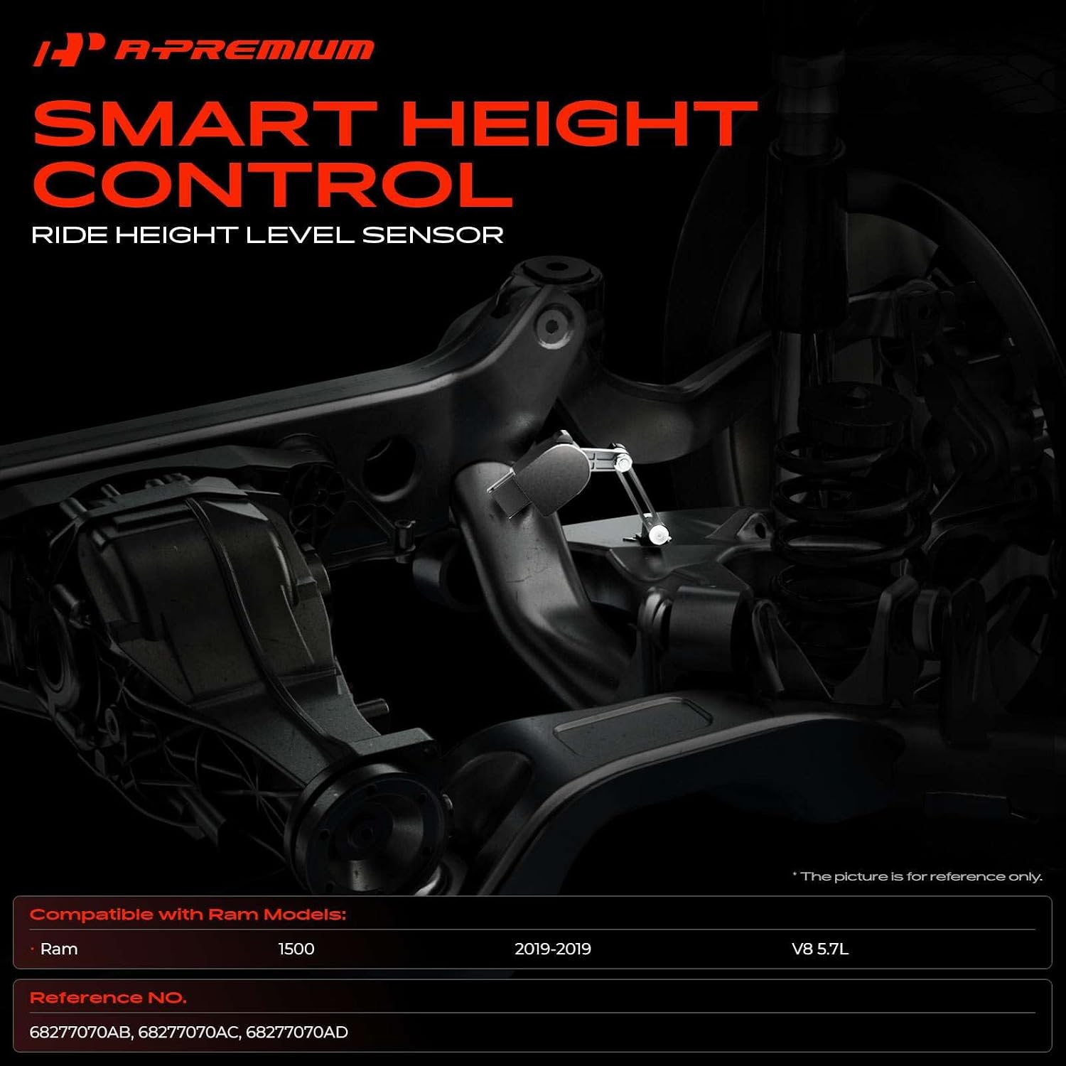 A-Premium Ride Height Level Sensor Compatible with RAM 1500 2019 5.7L, Front Right Passenger Side