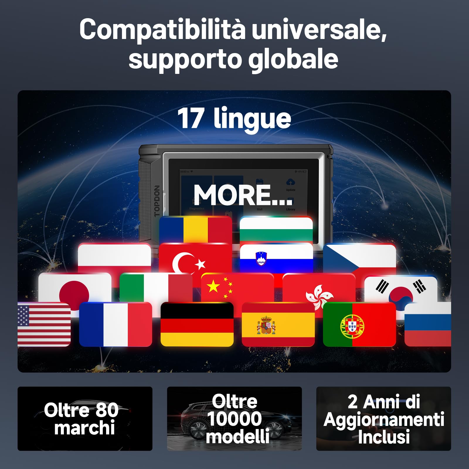 TOPDON ArtiDiag800 BT 2, strumento di diagnostica per tutti i sistemi, oltre 28 funzioni di manutenzione, controllo bidirezionale, wireless Bluetooth, 2 Anni di Aggiornamenti Inclusi