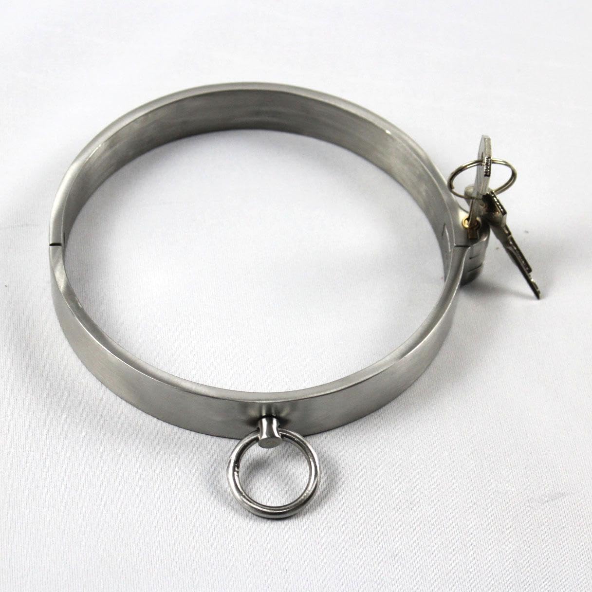 Male Female Stainless Steel Collar Wrist Ankle cuff Restraints heavy duty Slave Shackles&Chains Bondage Set Restraint BDSM Flirting Toys Handcuffs (Collar, Male)