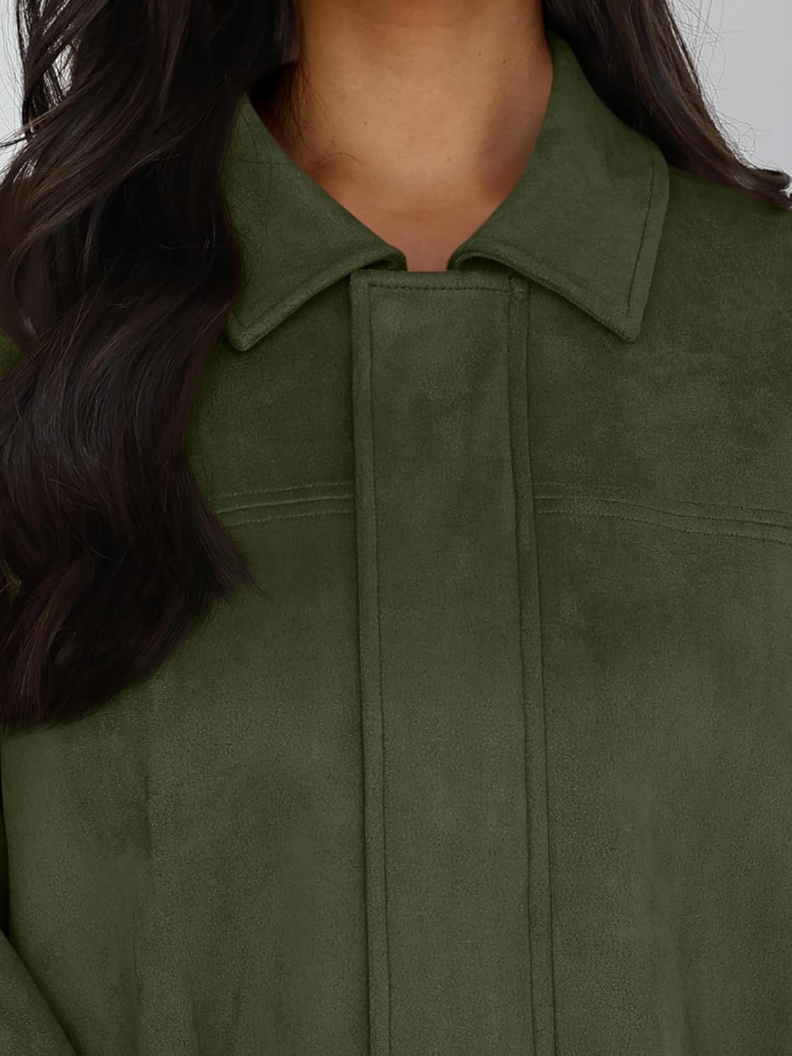 Trendy Queen Womens Faux Suede Bomber Jacket Fall Oversized Zip Up Cropped Jackets Winter Motorcycle Coat 2026 - Image 5