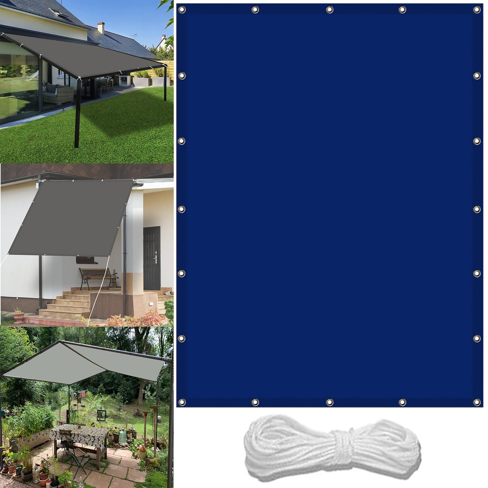 GLDYTVF Pergola Canopy Replacement 8.2 x 10.5ft Waterproof Sunscreen Awnings for Outdoor Garden Patio Party Navy Blue