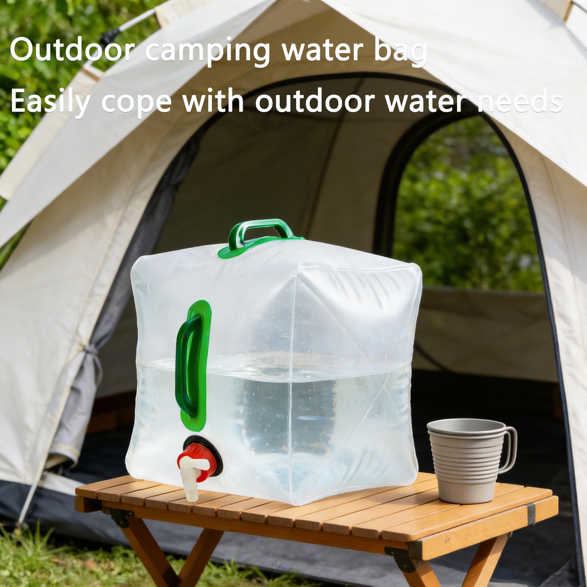duoyif Sac d'eau Pliable pour Camping, Réservoir d'eau Flexible avec poignée et Robinet, Bidon Eau Pliable pour la randonnée, Le Camping, Le Pique-Nique, Les Voyages, Le Barbecue 1pièce