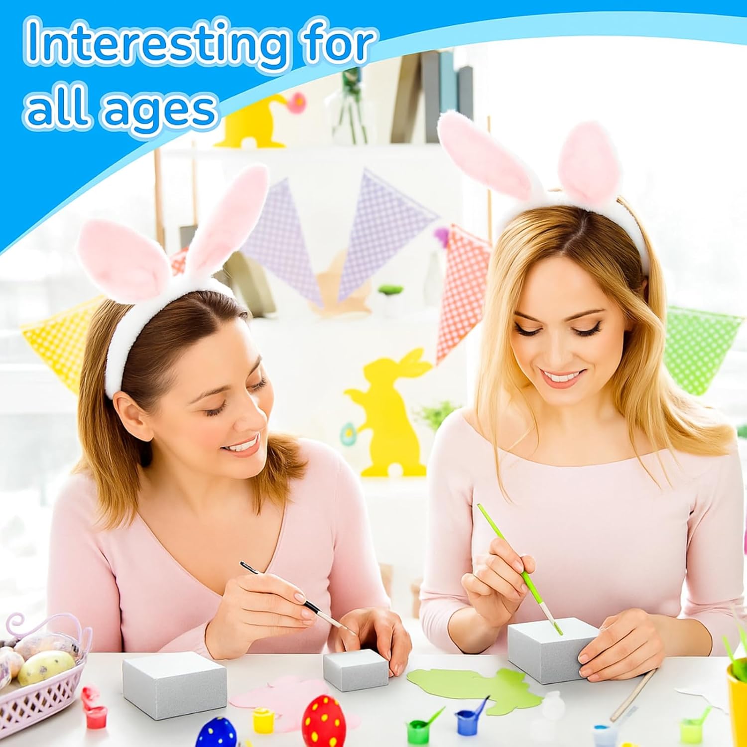 Amylove 48 Pack Craft Foam Blocks 4x4x2 in Non Squishy Square White Flower Foam Cubes Sculpting EPS Polystyrene Block for DIY Art Project Christmas Wedding Floral Arrangement Modeling Sculpture