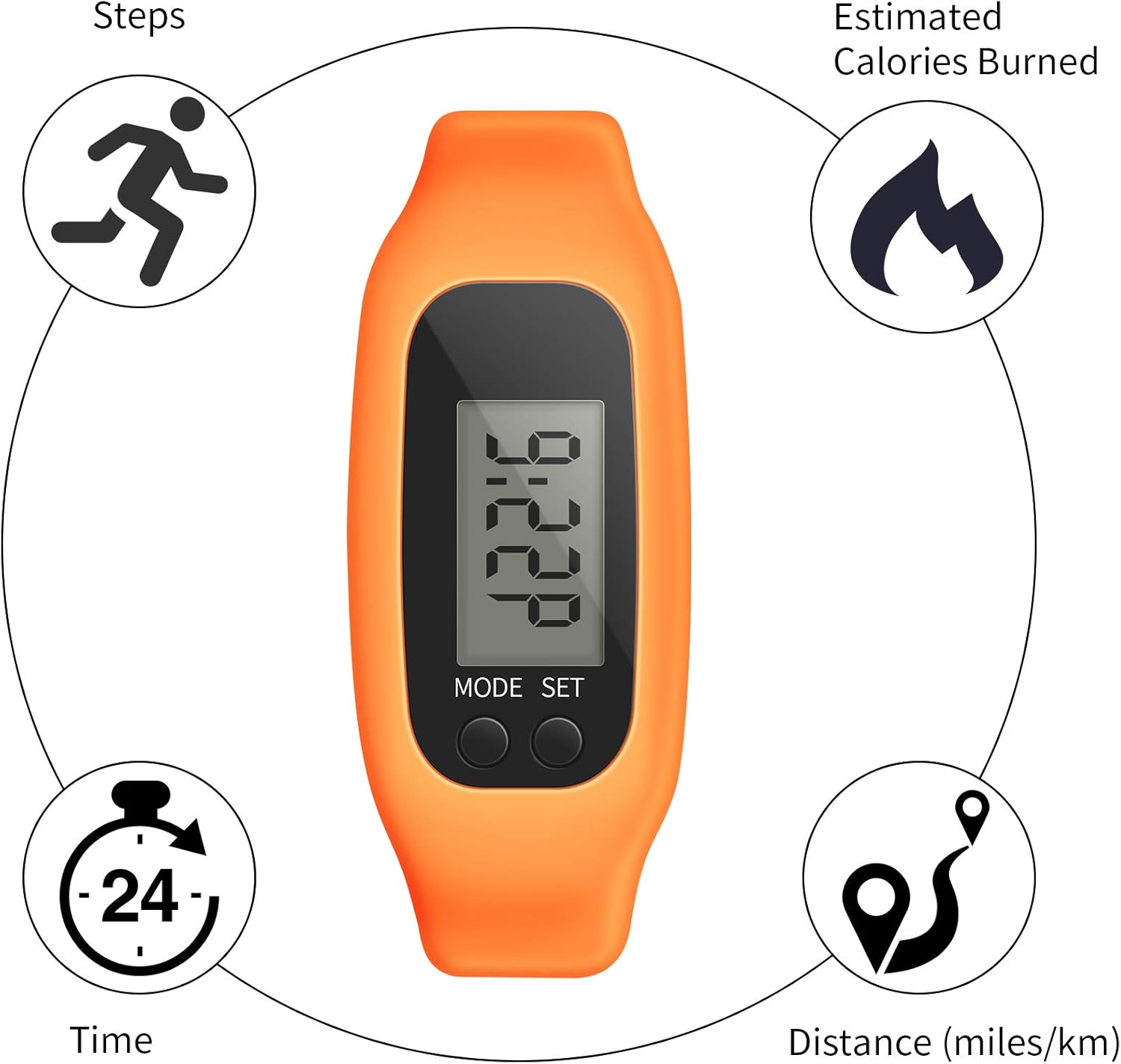 Bomxy Fitness Tracker Watch ,Simply Operation Walking Running Pedometer with Calorie Burning and Steps Counting Easy use Step Tracker (Orange-6vsp) : Sports & Outdoors
