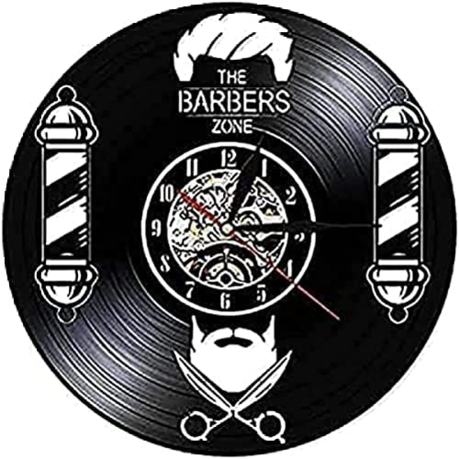 Cadeau coiffeur horloge murale de salon de coiffure en vinyle