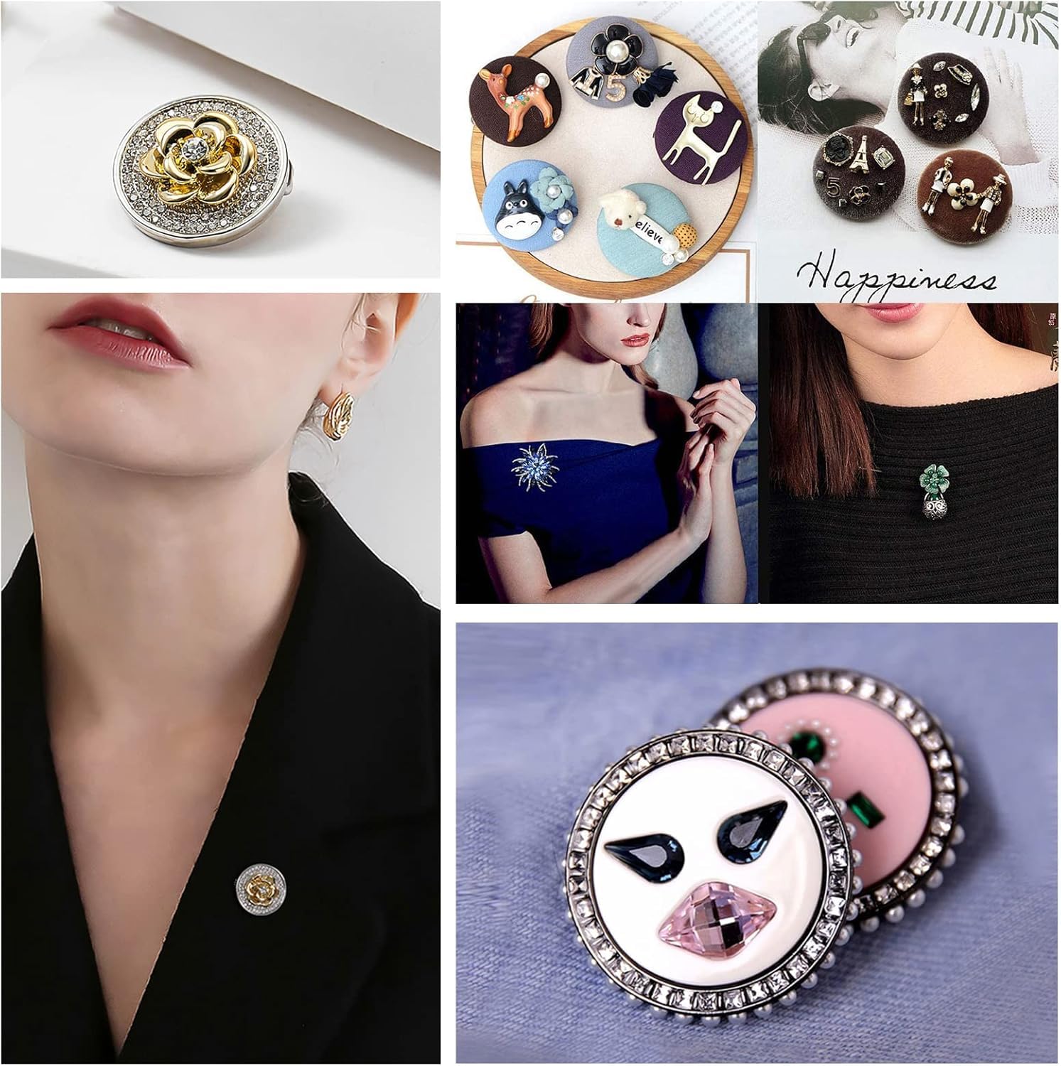 100 fermagli per spille, in metallo, con base a disco, vuoti, spessi, cabochon, design semplice, per gioielli fai da te (20 mm)
