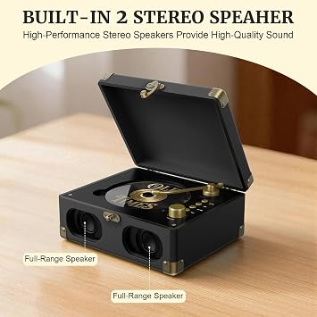 RetroAudio CD Player with Speakers Retro Portable CD Players for Home Music Player with Remote Control,V5.4 Bluetooth in&Out Desktop Suitcase CD Player with AUX in, Headphone Jack,USB Playback,Black