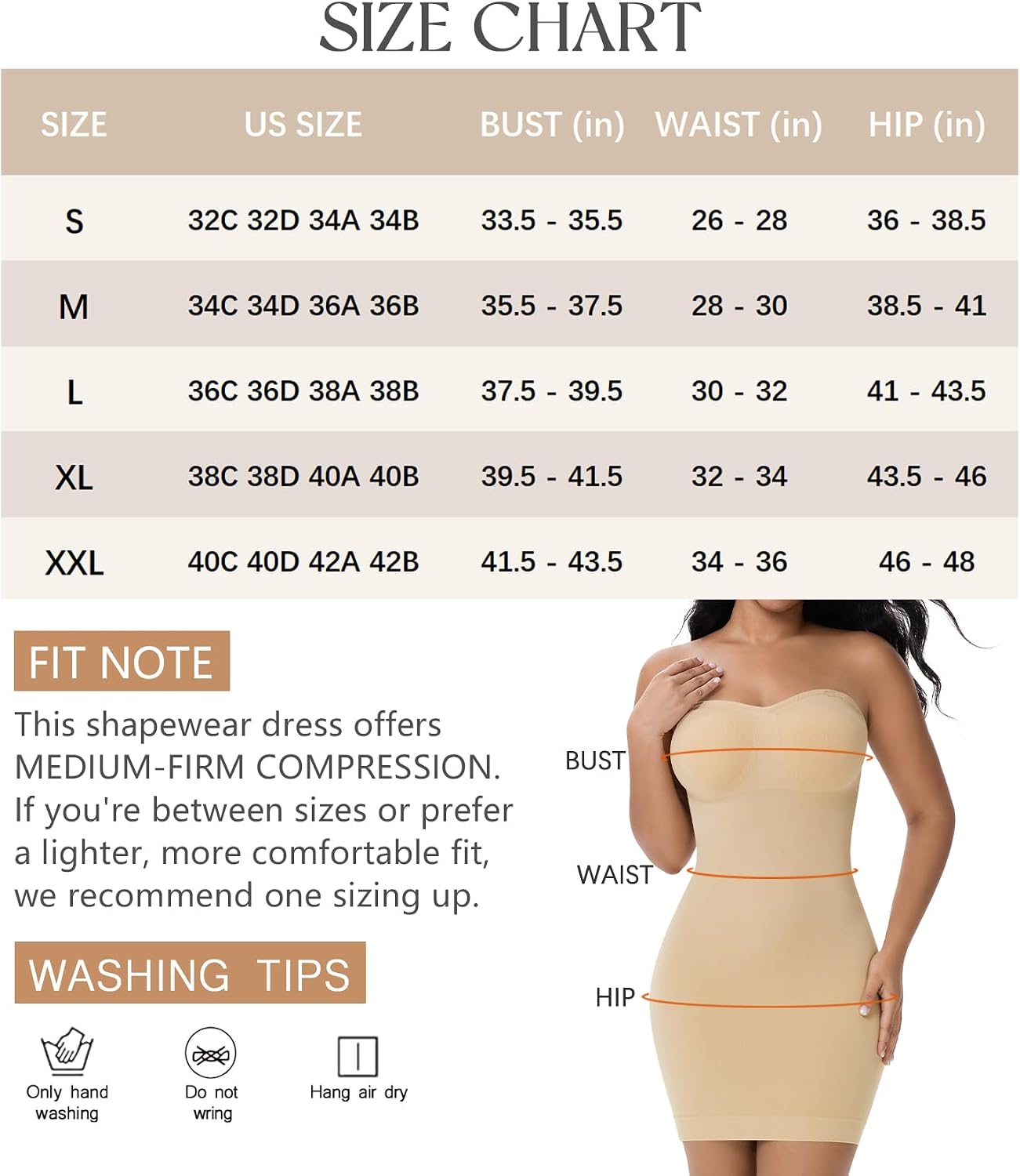 ONEW Strapless Shapewear Dress with Built in Bra,Tummy Control Slip Dress for Under Dresses,Seamless Body Shaper for Women