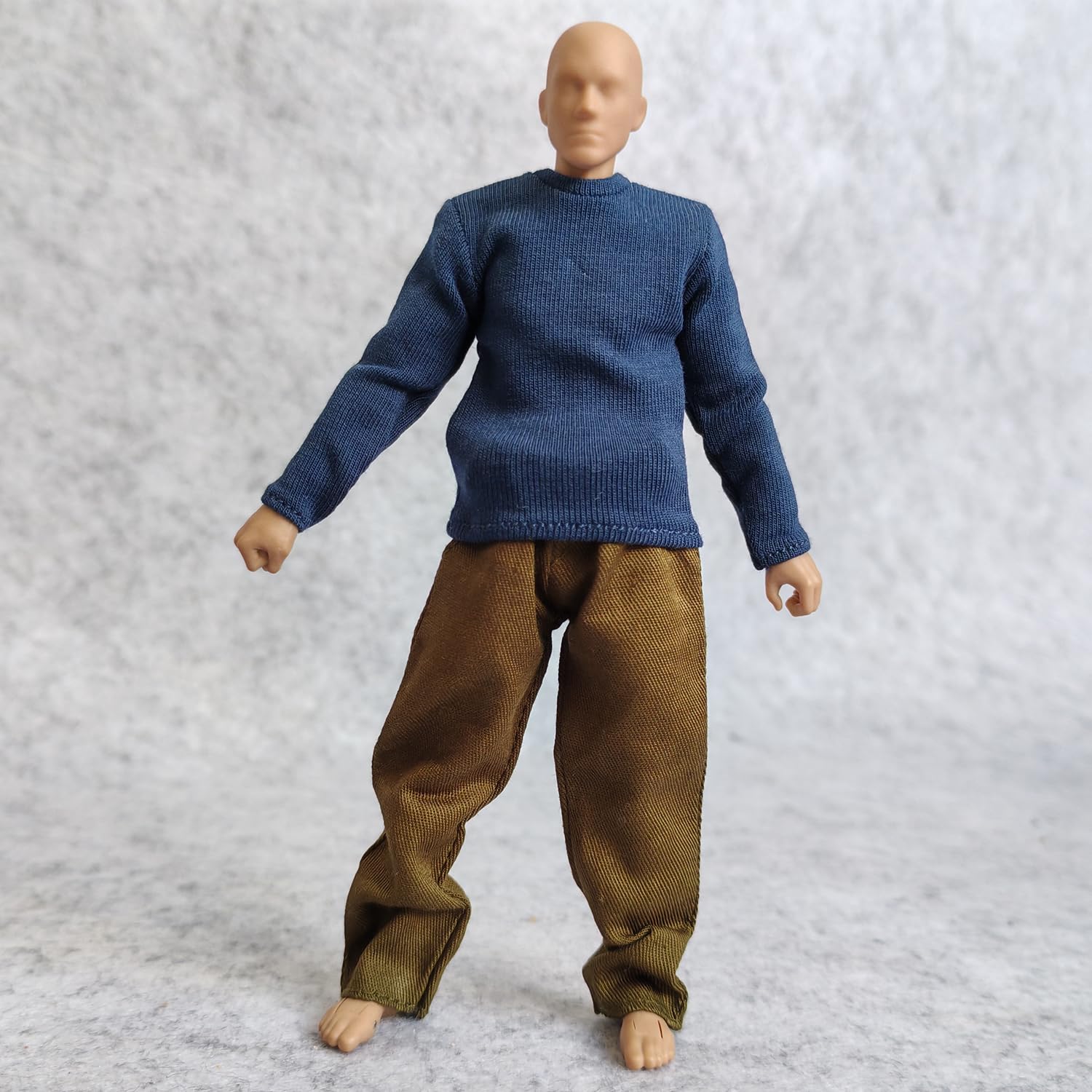 1:12 Scale Fabric T-Shirt + Pant for 6 inch 1/12 Man Thin Small Action Figure Clothes (Blue Green)