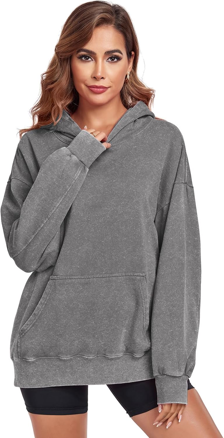 Oversized Hoodies for Men Womens Pullover Sweatshirts Acid Wash Vintage Loose Fit Unisex Cotton Outfits - Image 5