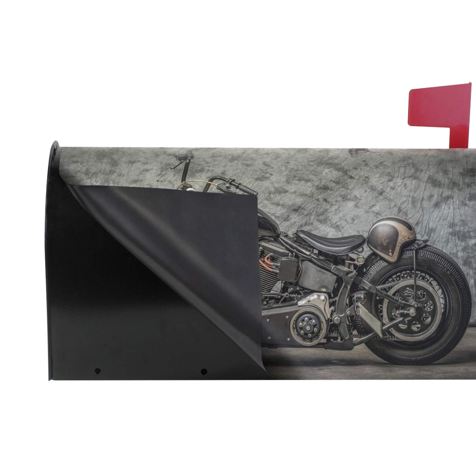 Magnetische Briefkastenabdeckung – Vintage-Motorrad-Flagge, Standardgröße 45,7x53,3 Cm, Polyester
