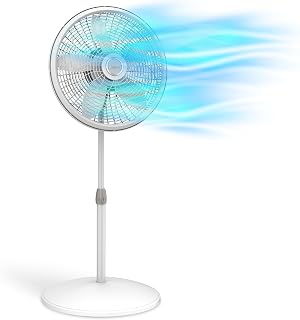 Lasko 1820 18″ Elegance & Performance Adjustable Pedestal Fan, White - Features Oscillating Movement Tilt-back Fan Head, 18 INCH