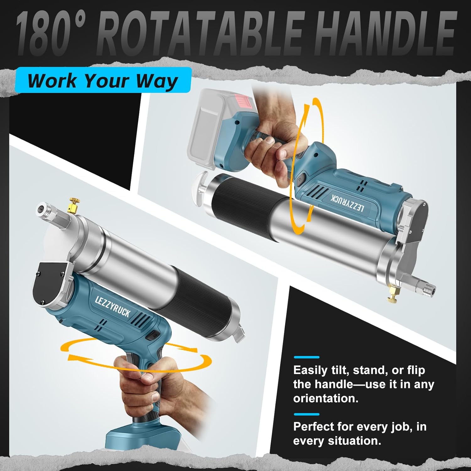 Cordless Grease Gun for Makita 18V Battery (No Battery), 2-in-1 Pistol-type Grip & Straight Grip Electric Grease Gun Kit with 39.7'' Hose and LED Light, 12000 PSI, 4.9oz/min, for Machinery Maintenance