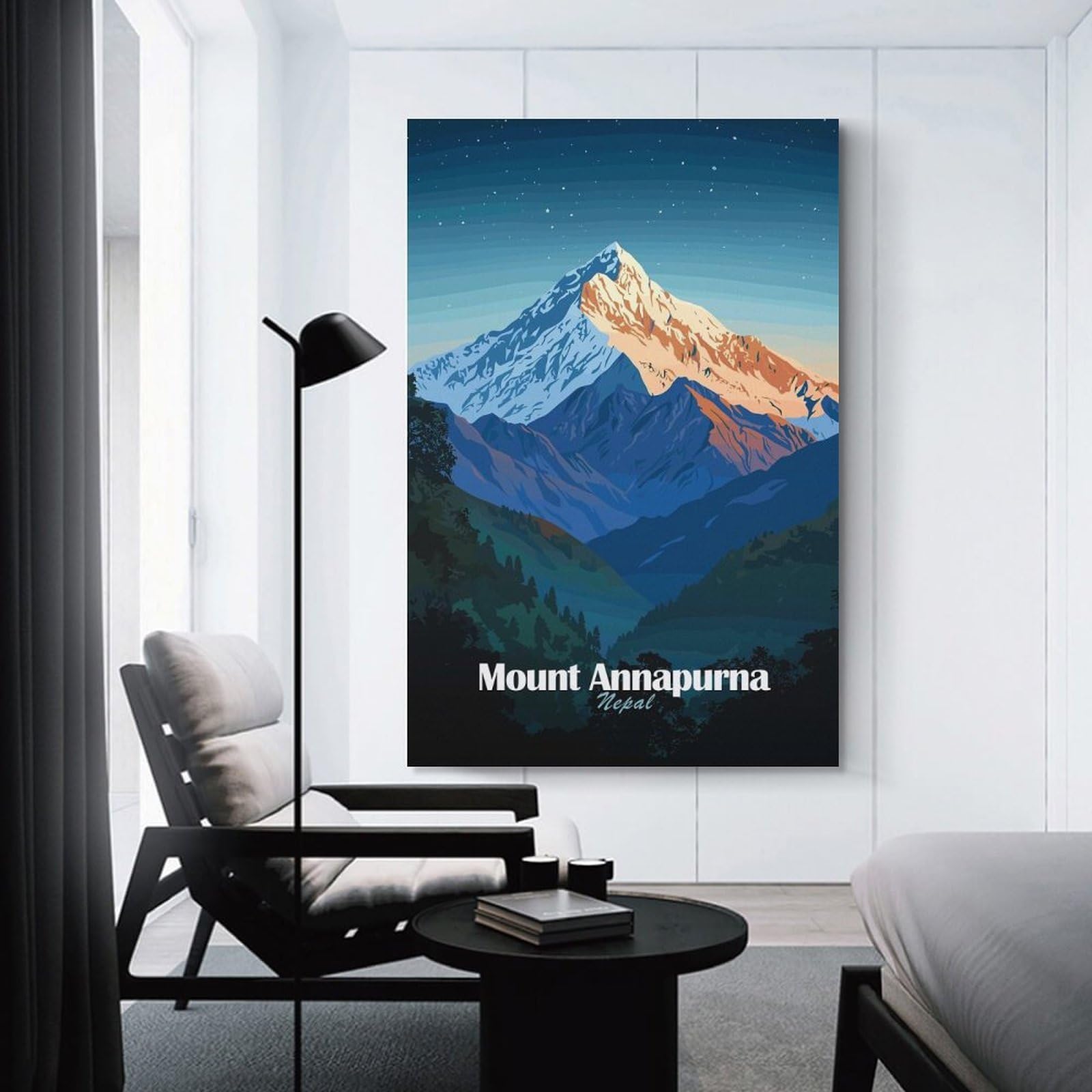 Junmoney Unframe-Style-23 Canvas Wall Decor Mount Annapurna Nepal, 24X36inch(60X90cm), For Bedroom, Guest Room Or Reading Nook, Decorative Wall Art For Cosy Rooms