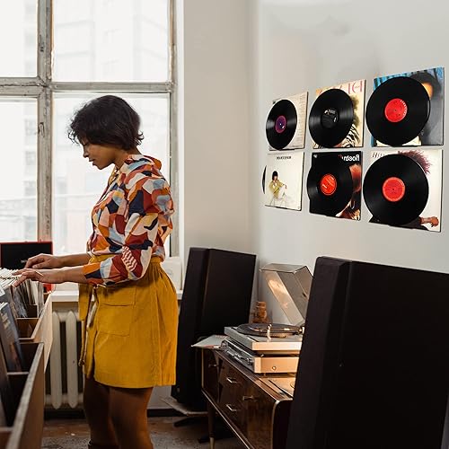 Miniatura 6 de WANLIAN Estante de vinilo negro para montaje en pared, 6 unidades, soporte de vinilo para pared, soporte de discos de acrílico para exhibir tu