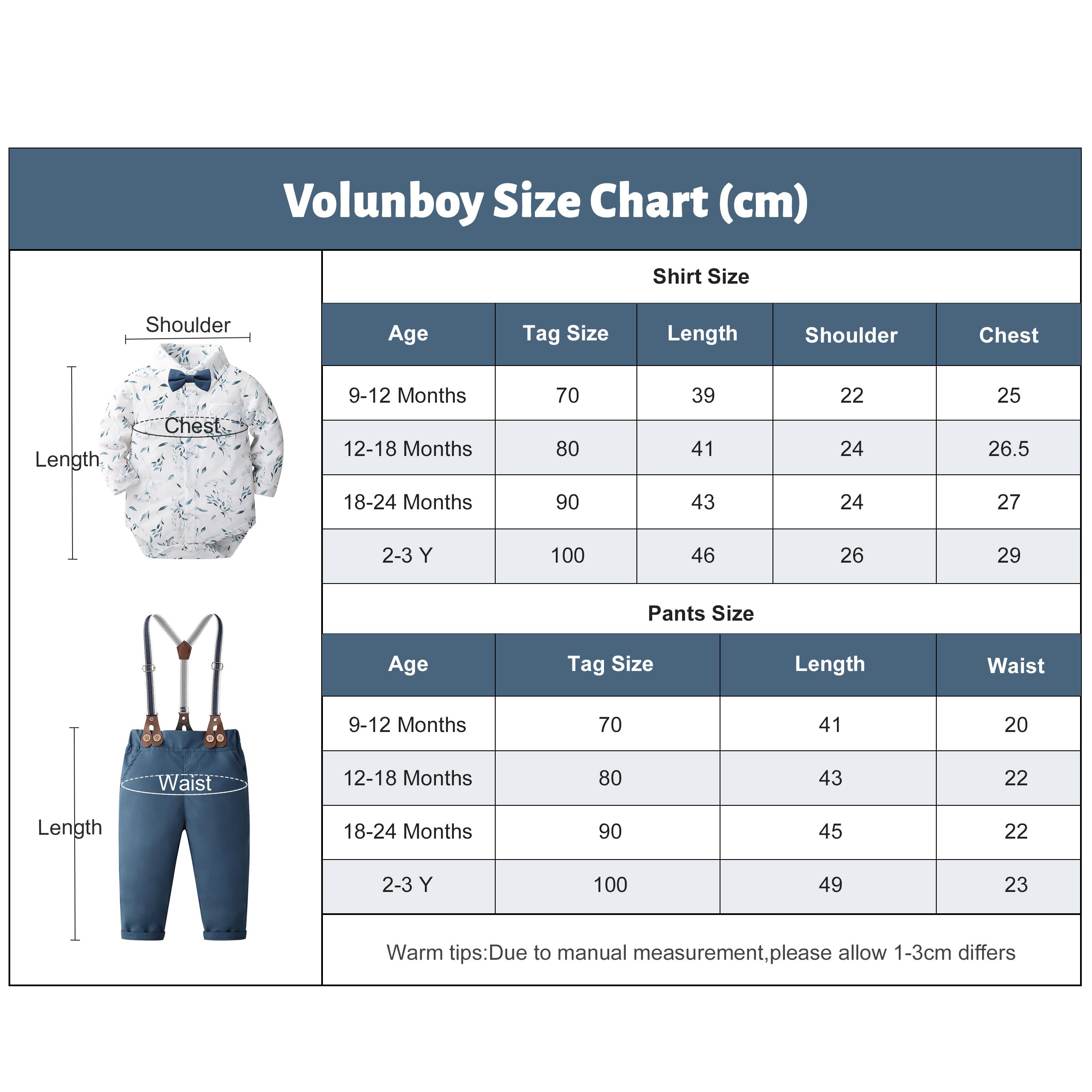 Volunoby Bebe Garçon Costume Gentleman, Noeud Papillon Chemise + Pantalon 5 Pièces