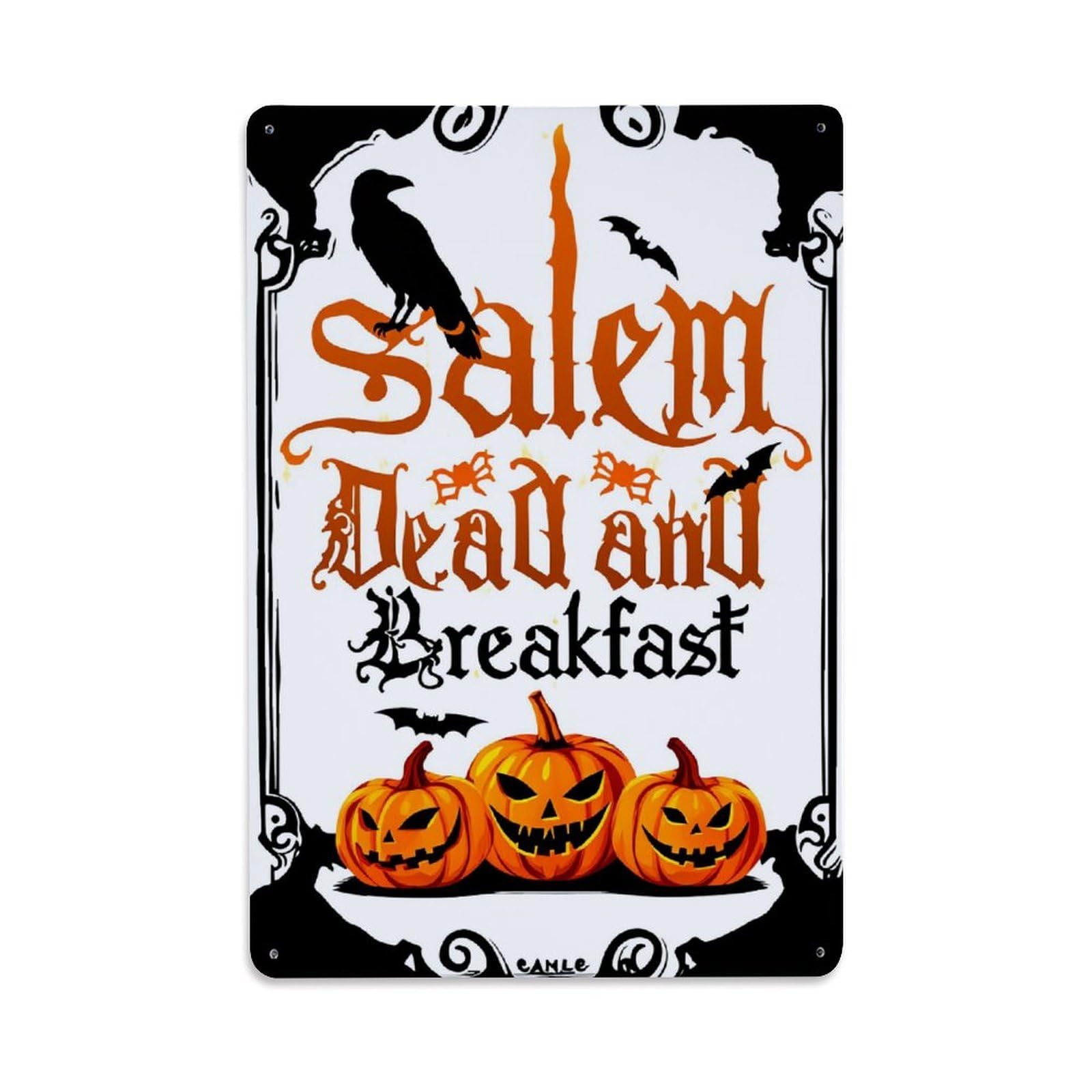 Enderetf Vintage Salem Dead And Breakfast Pumpkin Tin Sign Metal Poster, Home Bar Garage Man Cave Cafe Indoor & Outdoor Wall Decoration 8X12inches