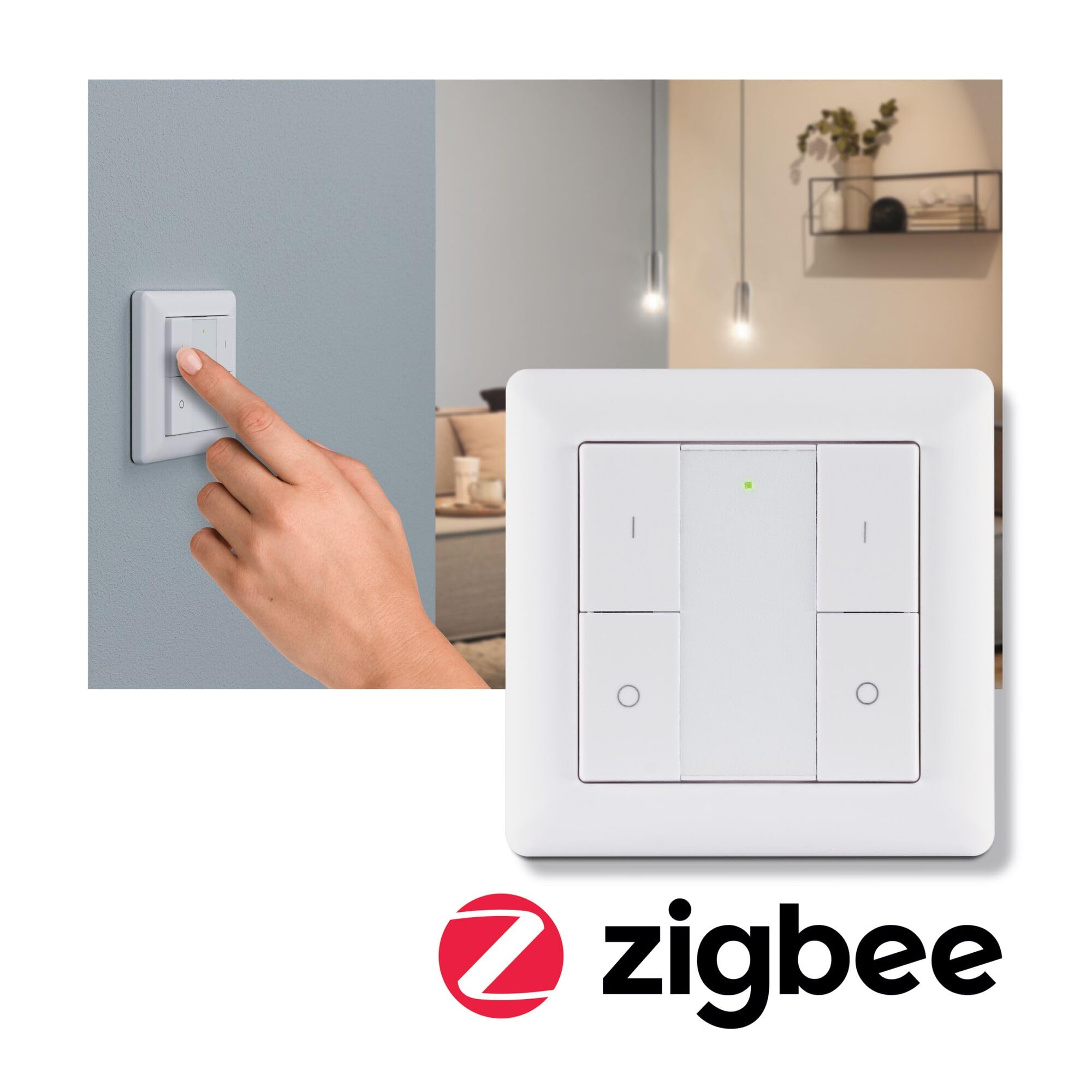 Paulmann 50134 Smart Home Zigbee Interruptor de pared On/Off/Dimm Blanco Control Plástico