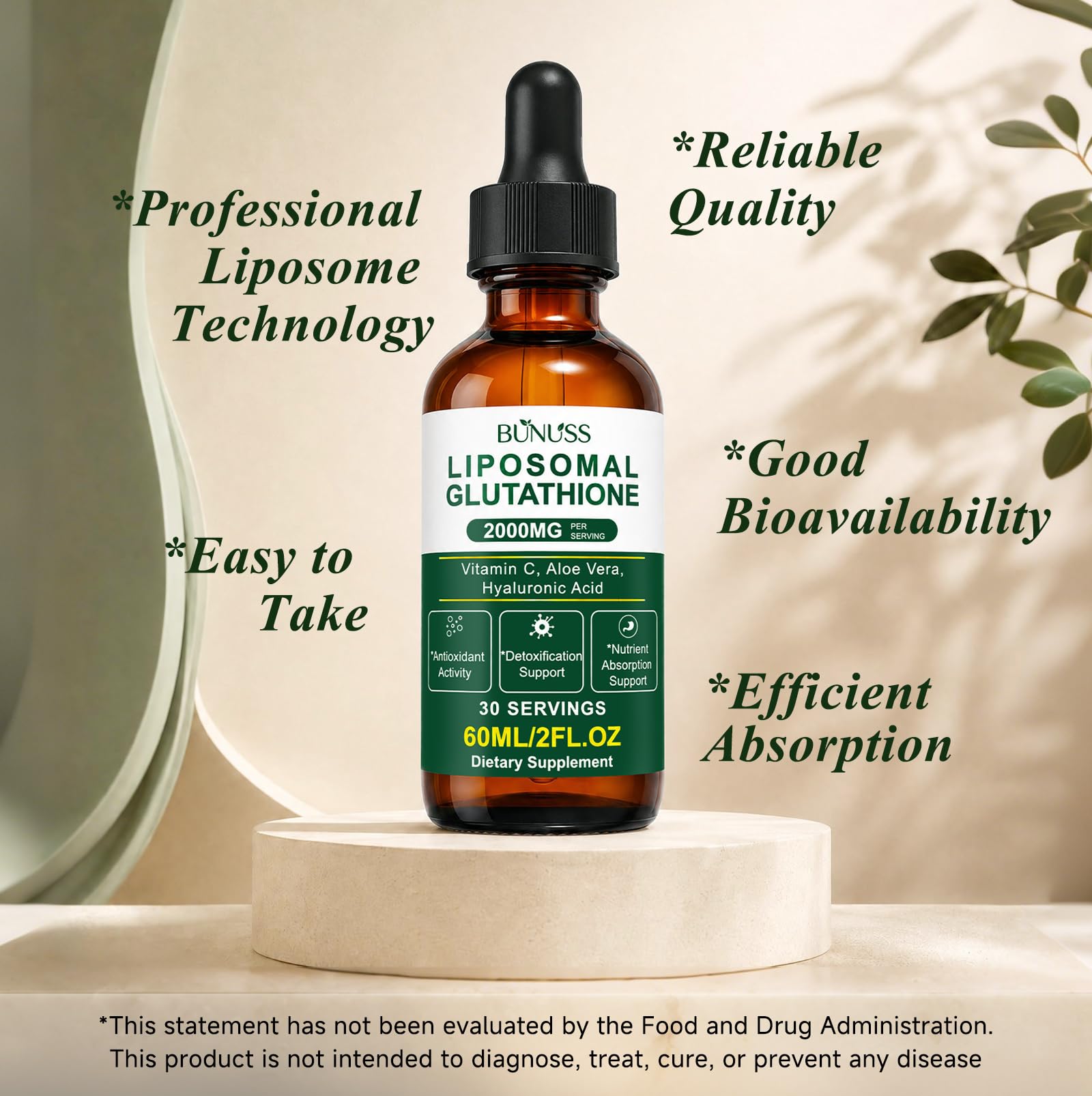 2000MG Liposomal Glutathione Liquid Drops, 2 Fl Oz (30 Day Supply) — Amazon image 4
