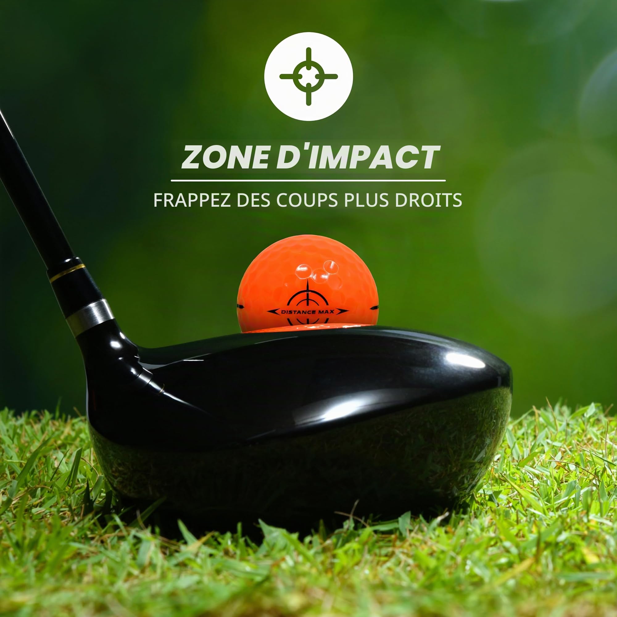 Distance Max Lot de 12 balles de Golf pour Une Distance, Un contrôle et Une précision améliorés, Cadeau de Golf idéal pour Toutes Les Vitesses de Swing avec Un Graphique de Cible Audacieux