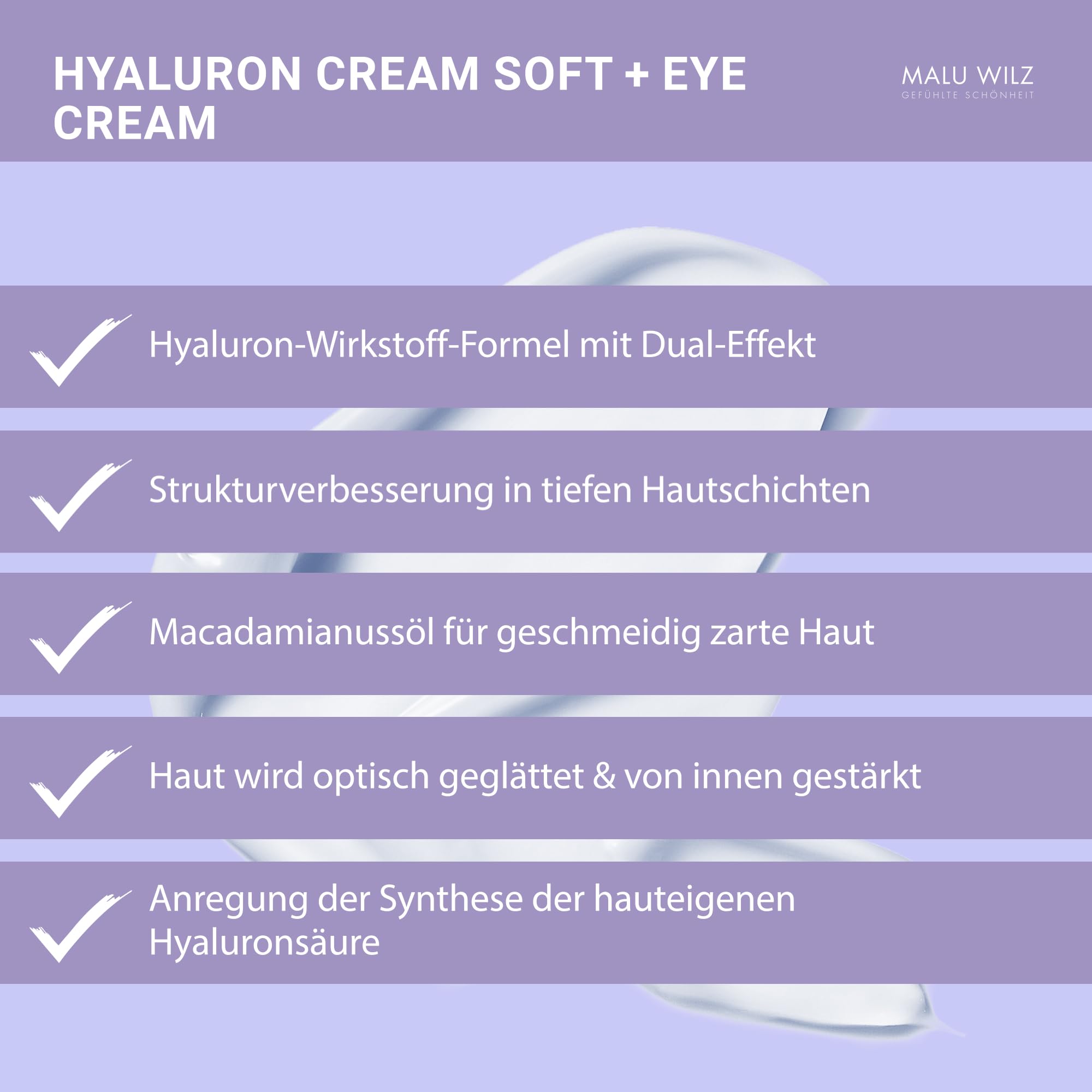 Malu Wilz Bundle Hyaluronic Active + Cream Soft 50ml + Eye Cream 15ml I Erfrischende Skincare Gesichtspflege-Creme & Augenpflege-Serum mit Hyaluron