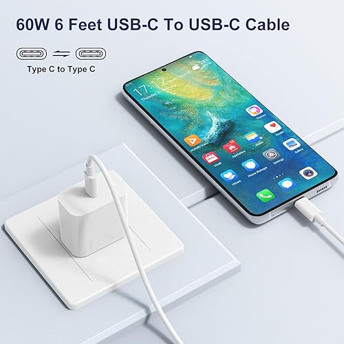 Miniatura 2 de Cable USB C a USB C para iPhone15MaxProMini, paquete de 2 cables Usbc a Usbc de 60 W de 6 pies, cable de carga tipo para iPhone17iPhone16iPhone15Pro