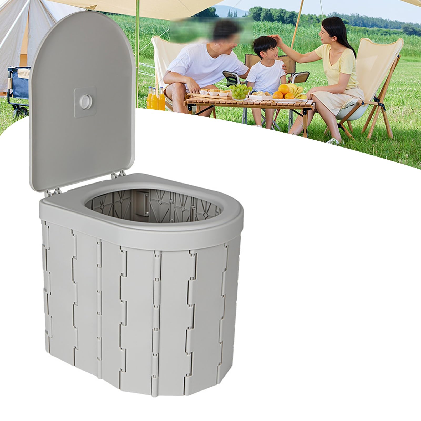 Przenośna toaleta dla dorosłych Camping, Przenośna składana toaleta z 15pc-workiem na śmieci, Idealna do kempingu, Podróże, Długie podróże, Outdoor(White)