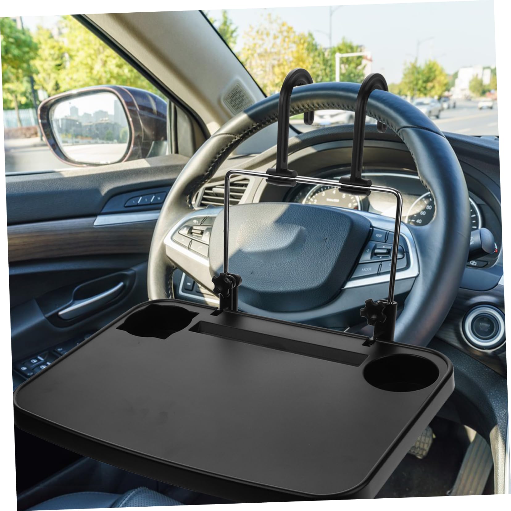 Vassoio Auto Pieghevole per Schienale, Organizer Portabevande Nero | Abs Componenti Hardware, Design Moderno e Stile Pulito, per Spostamenti Quotidiani e Viaggi Lunghi