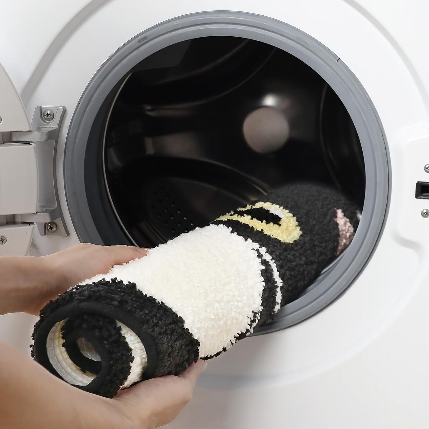 Bathroom Rug Cute Animal Pattern Fun Bath Mat, Microfibre Soft Oval Rug, Rubber Back, Multi-Color, Durable, Machine Wash Bath Mat for Bathroom Floor, 22"x 22", Tuxedo Cat