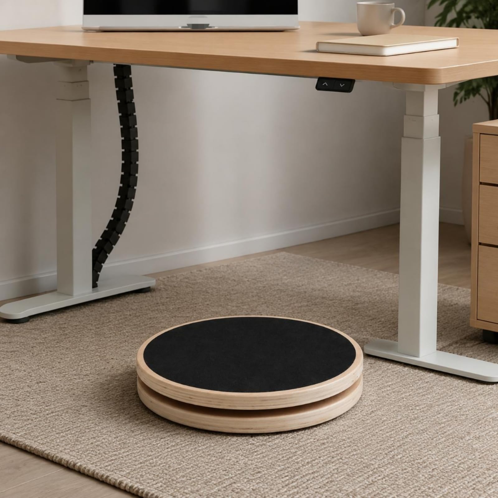 Qianly Tavola Board Tavola Equilibrio Piastra Rotante Piattaforma Girevole Allenamento Core Struttura in Legno Superficie Antiscivolo per Esercizi Domestici