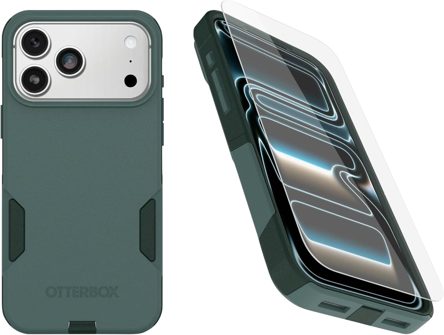 OtterBox iPhone 17 Pro Max (Only) Bundle: Commuter Series MagSafe Case & Screen Protector - Sagebrush (Green) - Built-in Magnets - Thin & Protective - with Port Protection