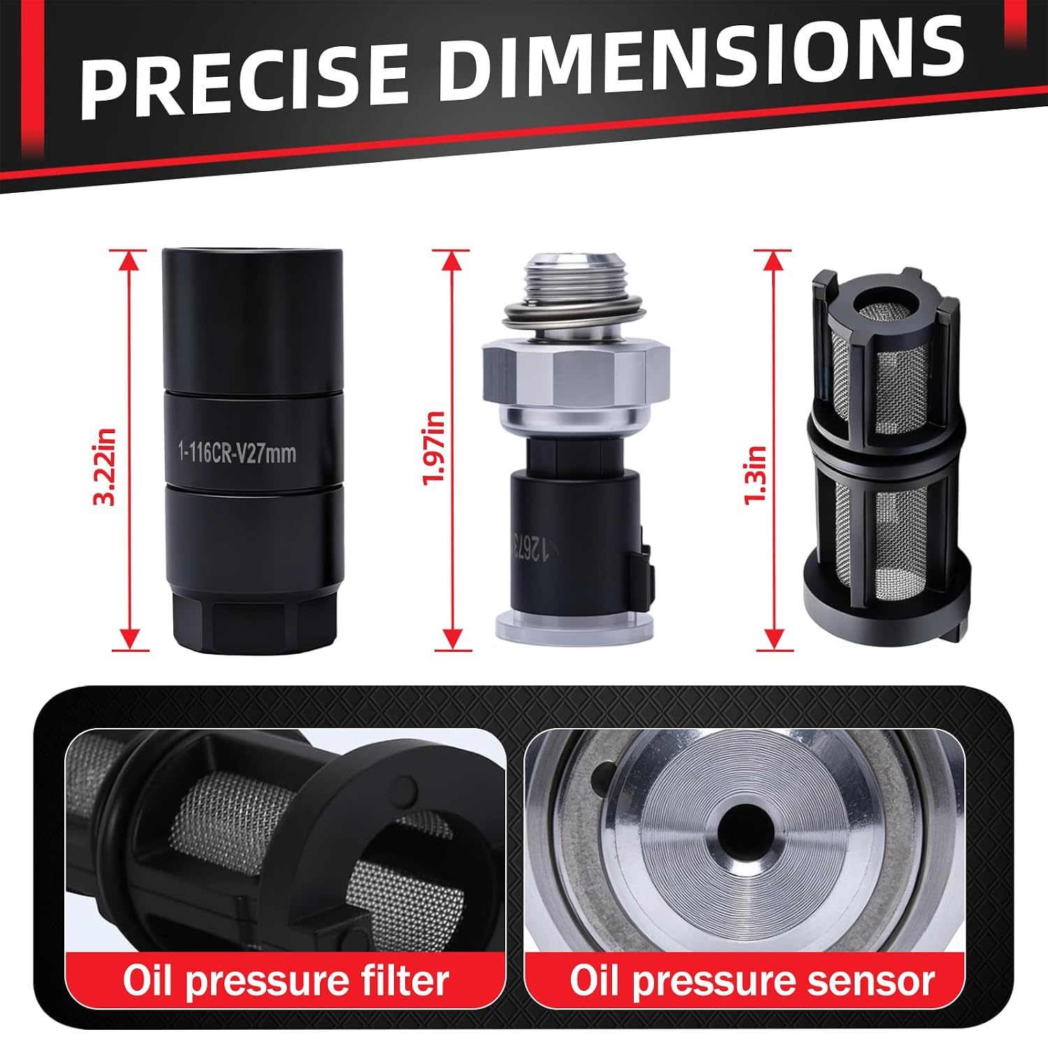 12673134 Oil Pressure Sensor Switch with Filter Socket Compatible with 2009-2020 Chevy Silverado 1500 2500 3500 Express Avalanche Camaro Tahoe GMC Savana Sierra Canyon Replace 926041 12621234