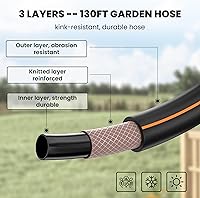 Vista 4 de Giraffe Tools - Carrete para manguera de jardín retráctil de 1/2 pulgadas x 130 pies, súper resistente, bloqueo a cualquier longitud, sistema