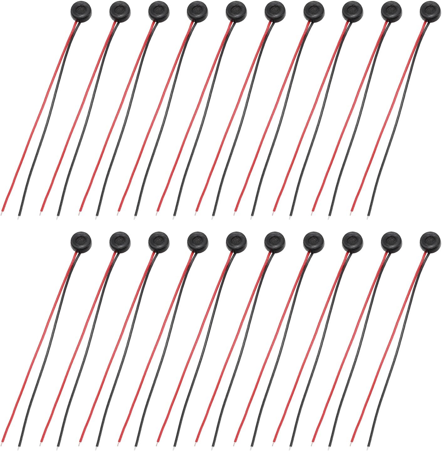 MECCANIXITY 10 Pcs Electret Microphone Condenser Pickup, 4mm Dia Mini MIC Electret Condenser with 50mm Wire Leads 58dB for Audio, Black