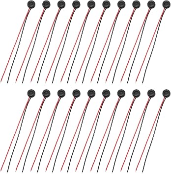 MECCANIXITY 10 Pcs Electret Microphone Condenser Pickup, 4mm Dia Mini MIC Electret Condenser with 50mm Wire Leads 58dB for Audio, Black